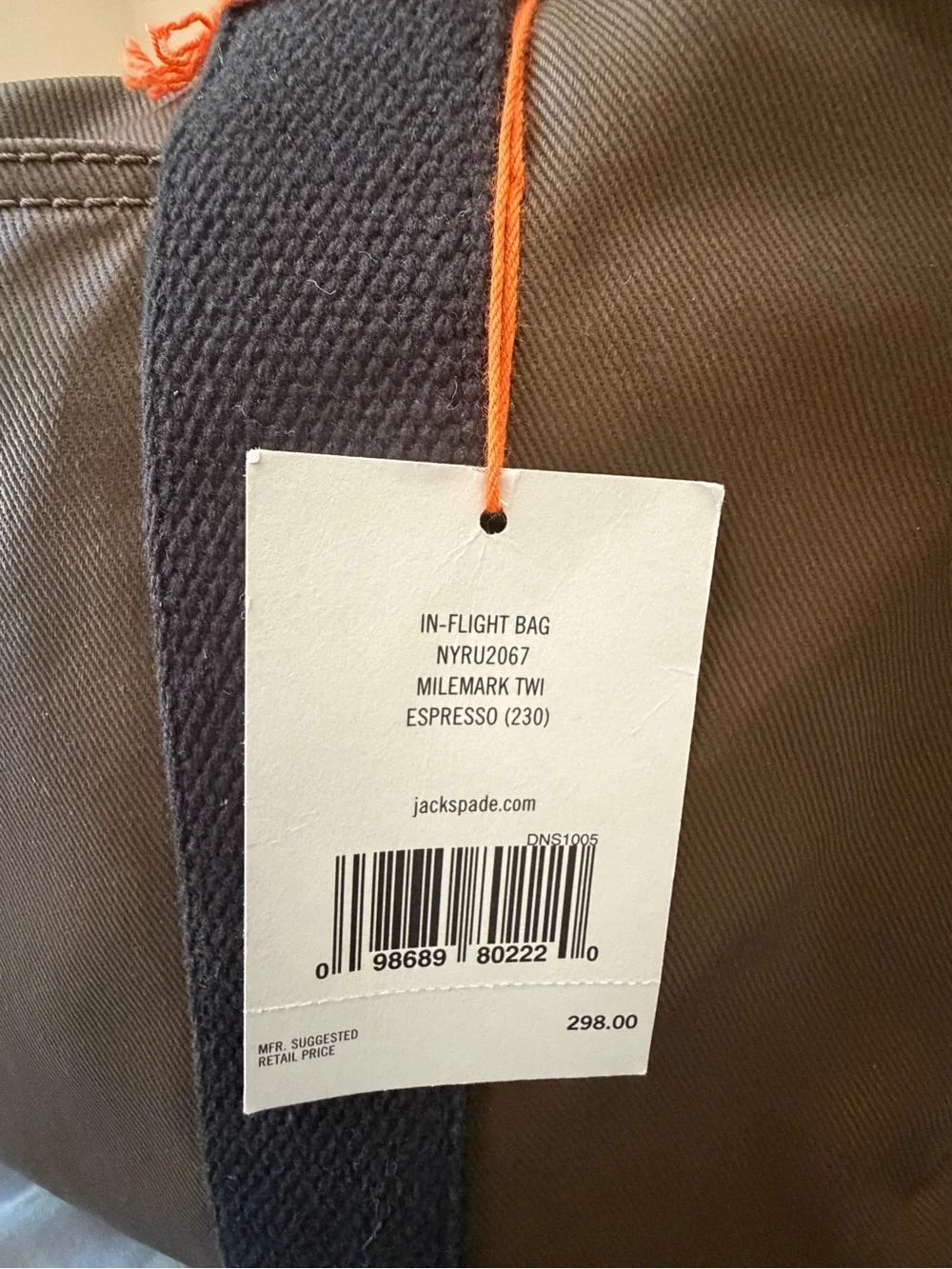 JACK SPADE MILEMARK TWILL IN-FLIGHT BAG